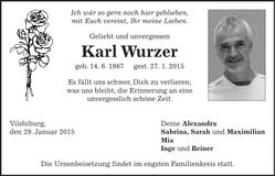 Traueranzeige Karl Wurzer