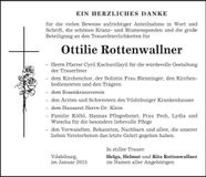 Traueranzeige Ottilie Rottenwallner