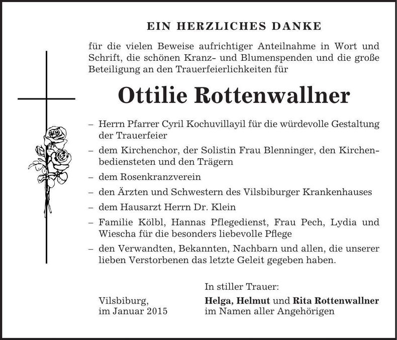 Traueranzeige Ottilie Rottenwallner