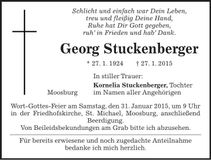 Traueranzeige Georg Stuckenberger