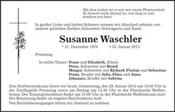 Traueranzeige Susanne Waschler