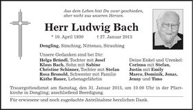 Traueranzeige Ludwig Bach