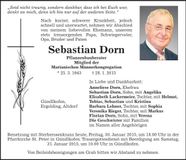 Traueranzeige Sebastian Dorn