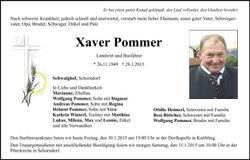 Traueranzeige Xaver Pommer