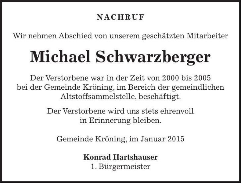 Traueranzeige Michael Schwarzberger