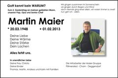 Traueranzeige Martin Maier