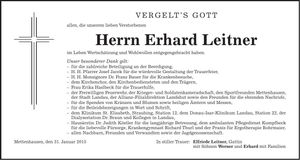 Traueranzeige Erhard Leitner