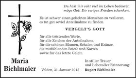 Traueranzeige Maria Bichlmaier