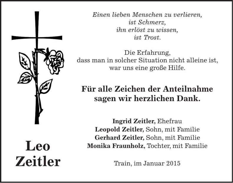 Traueranzeige Leo Zeitler