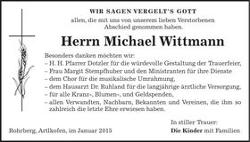 Traueranzeige Michael Wittmann