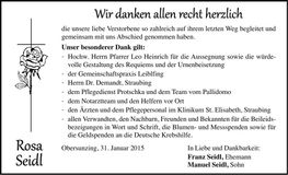 Traueranzeige Rosa Seidl