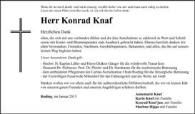Traueranzeige Konrad Knaf