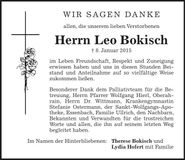 Traueranzeige Leo Bokisch