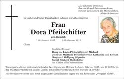 Traueranzeige Dora Pfeilschifter