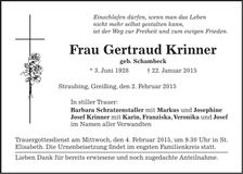 Traueranzeige Gertraud Krinner