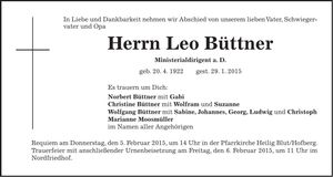 Traueranzeige Leo Büttner