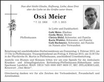 Traueranzeige Ossi Meier