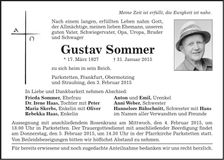 Traueranzeige Gustav Sommer