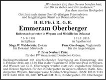 Traueranzeige G.R. Emmeram Oberberger