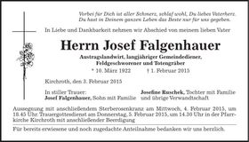 Traueranzeige Josef Falgenhauer