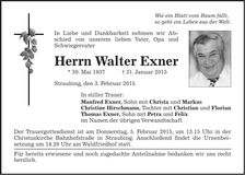 Traueranzeige Walter Exner