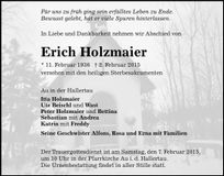 Traueranzeige Erich Holzmaier