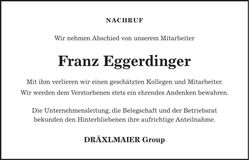 Traueranzeige Franz Eggerdinger