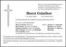 Traueranzeige Horst Günther