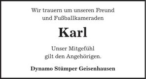 Traueranzeige Karl Wurtzer