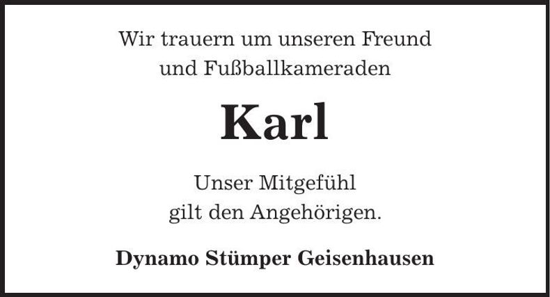 Traueranzeige Karl Wurtzer
