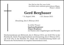 Traueranzeige Gerd Bergbauer