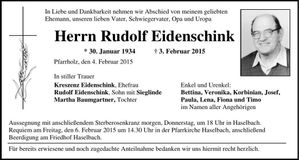 Traueranzeige Rudolf Eidenschink