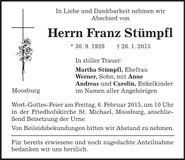 Traueranzeige Franz Stümpfl