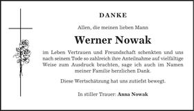 Traueranzeige Werner Nowak