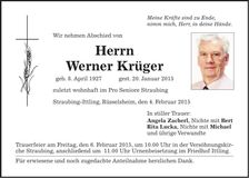 Traueranzeige Werner Krüger