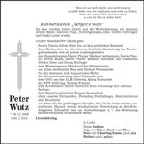 Traueranzeige Peter Wutz