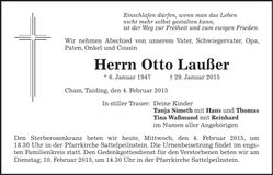 Traueranzeige Otto Laußer
