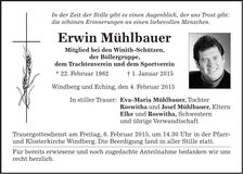 Traueranzeige Erwin Mühlbauer