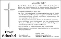 Traueranzeige Ernst Scherbel