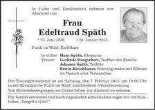 Traueranzeige Edeltraud Späth