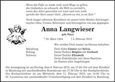 Traueranzeige Anna Langwieser