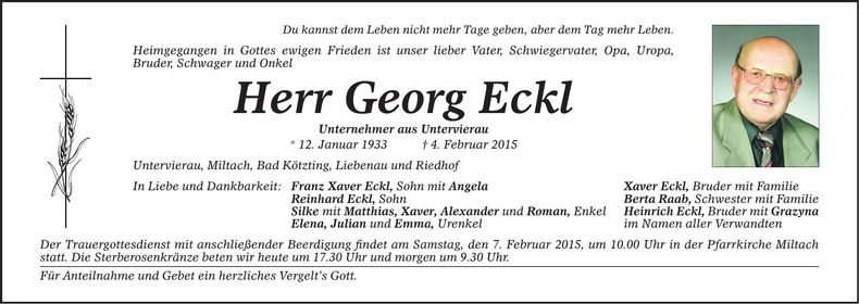 Traueranzeige Georg Eckl