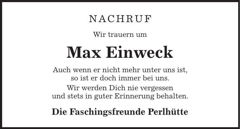 Traueranzeige Max Einweck