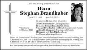 Traueranzeige Stephan Brandhuber