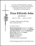 Traueranzeige Elfriede John