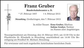 Traueranzeige Franz Gruber