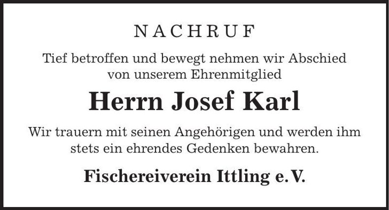 Traueranzeige Josef Karl