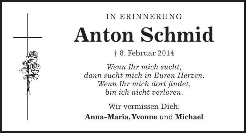 Traueranzeige Anton Schmid