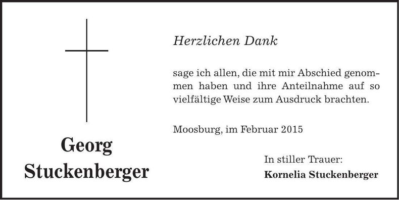 Traueranzeige Georg Stuckenberger