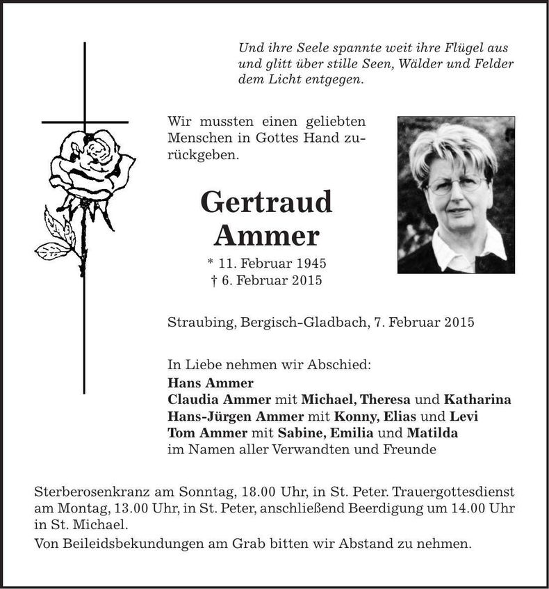 Traueranzeige Gertraud Ammer